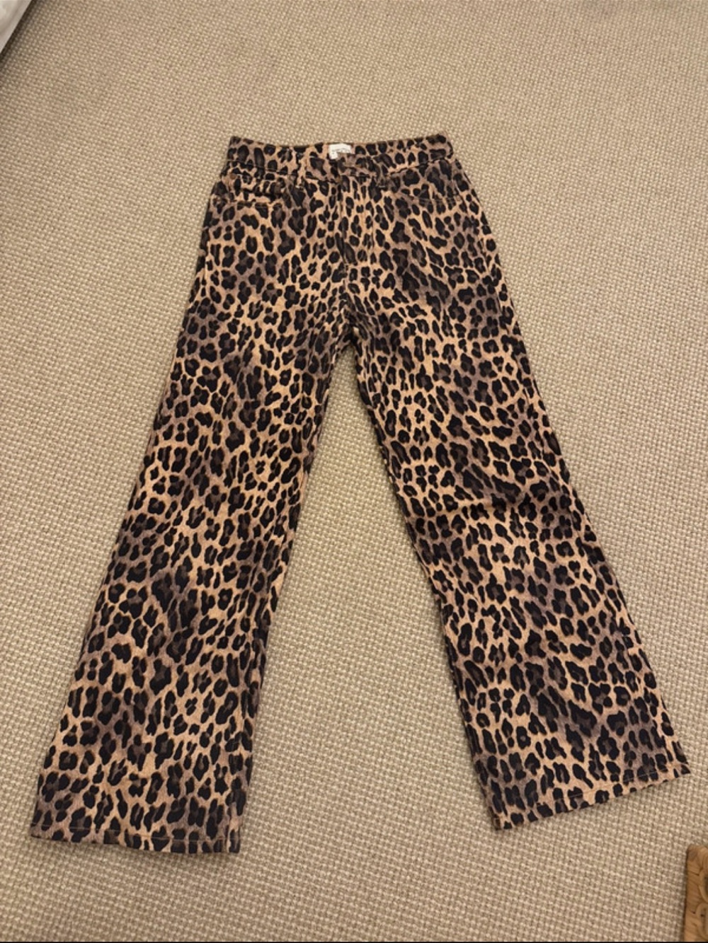 Alice + Olivia Leopard Print Jeans - Tan & Black